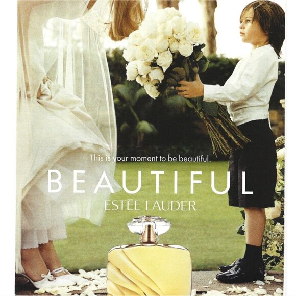 Beautiful by Estee Lauder Perfume Bride Bouquet 2000s Print Ad - Picture 3 of 4